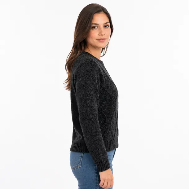 Suéter Feminino Manga Longa Mousse .CJD13 Preto