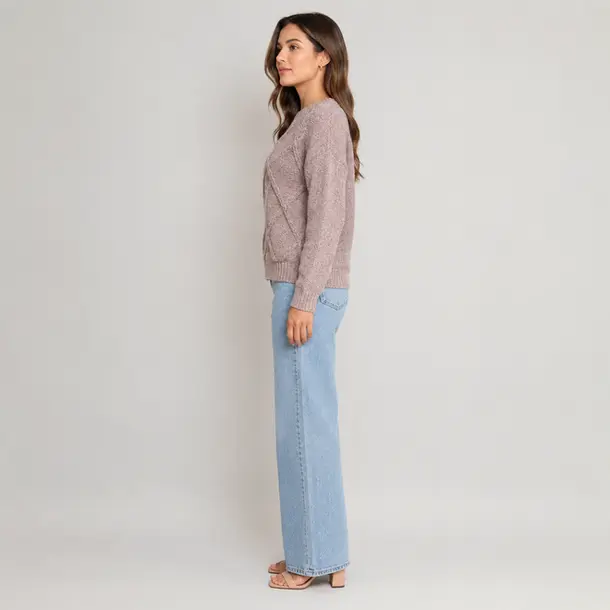 Suéter Feminino Manga Longa Mousse .CJD13 Bege