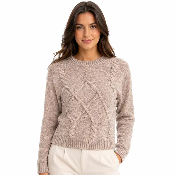 Suéter Feminino Manga Longa Mousse .CJD13 Bege