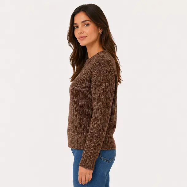 Suéter Feminino Manga Longa Mousse .CJD17 Marrom