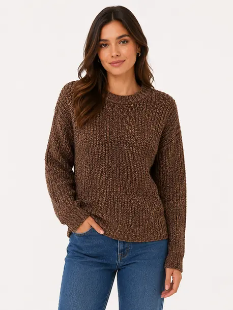 Suéter Feminino Manga Longa Mousse .CJD17 Marrom
