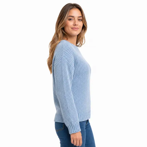 Suéter Feminino Manga Longa Mousse .CJD17 Azul