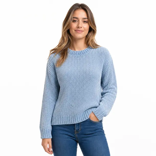 Suéter Feminino Manga Longa Mousse .CJD17 Azul