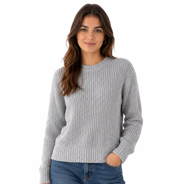 Suéter Feminino Manga Longa Mousse .CJD17 Cinza