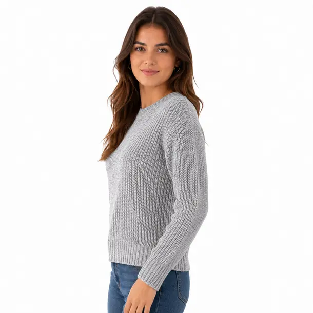 Suéter Feminino Manga Longa Mousse .CJD17 Cinza