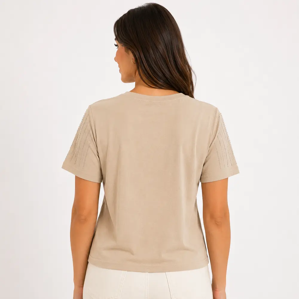 Blusa Feminina Manga Curta Com Strass .SF705