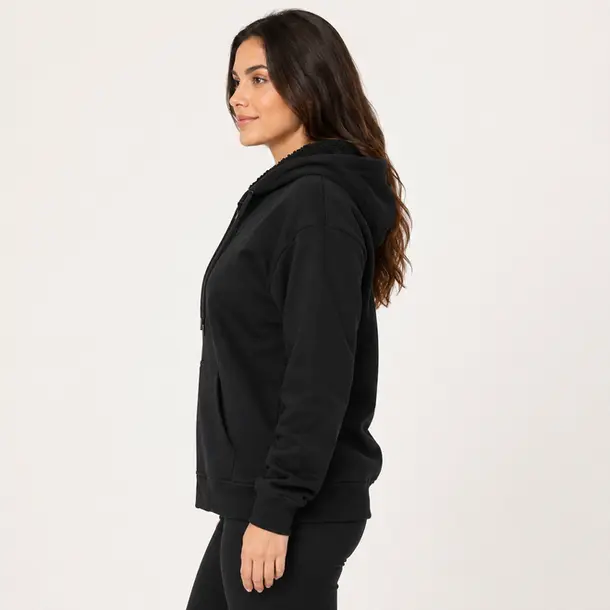 Jaqueta Feminina Moletom com Capuz .1002251B Preto