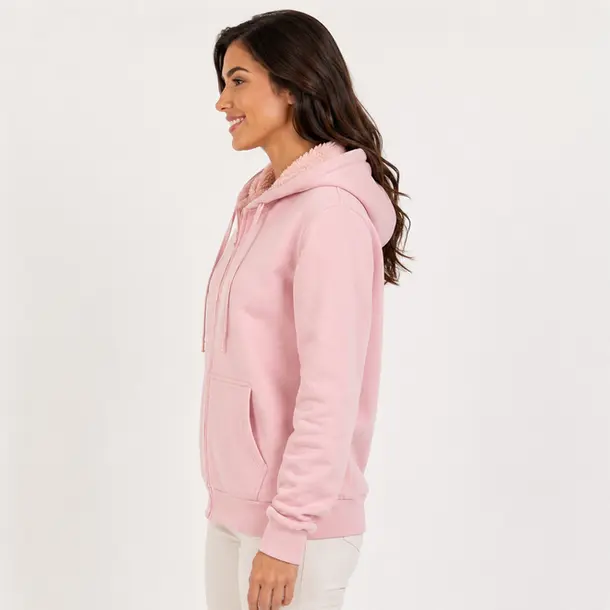 Jaqueta Feminina Moletom com Capuz .1002251B Rosa