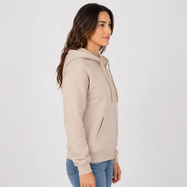 Jaqueta Feminina Moletom com Capuz .1002251B Bege