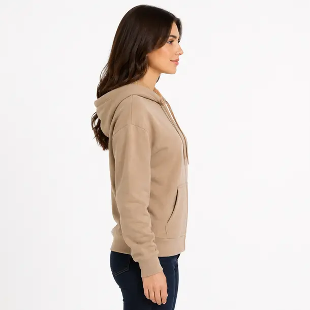Jaqueta Feminina Moletom com Capuz .1002252B Marrom