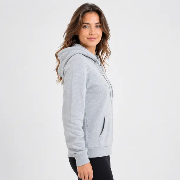 Jaqueta Feminina Moletom com Capuz .1002252B Cinza