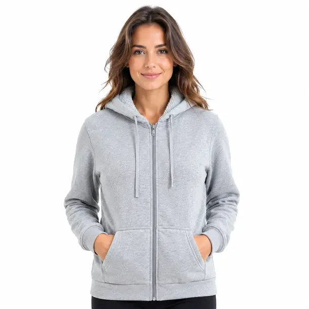 Jaqueta Feminina Moletom com Capuz .1002252B Cinza