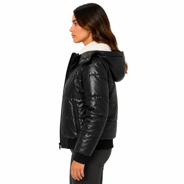 Jaqueta Feminina Nylon com Capuz .26060029 Preto