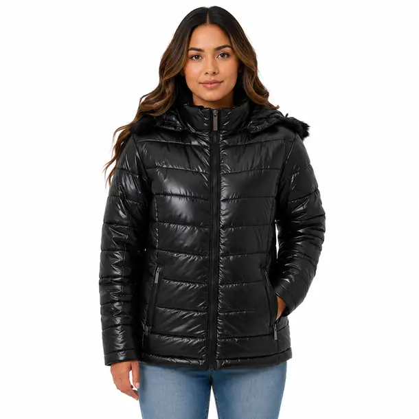 Jaqueta Feminina Nylon Alongada com Capuz .26090012 Preto