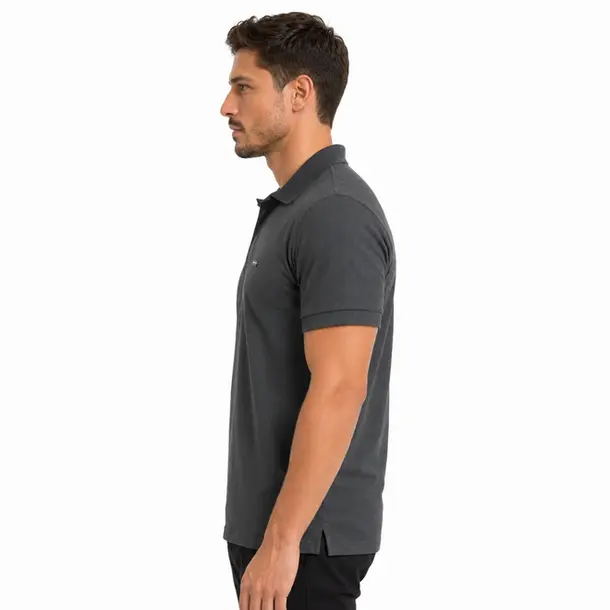 Polo Masculina Manga Curta em Malha .29060097 Grafite Escuro