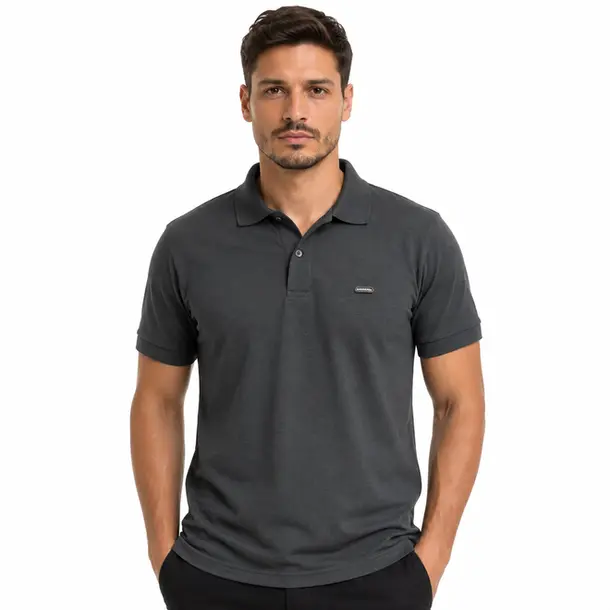 Polo Masculina Manga Curta em Malha .29060097 Grafite Escuro
