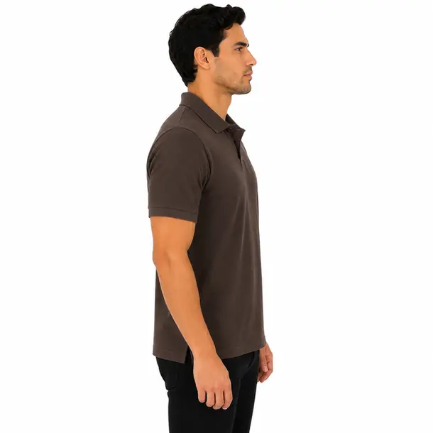 Polo Masculina Manga Curta Malha Diferenciada .29081732 Marrom Negro