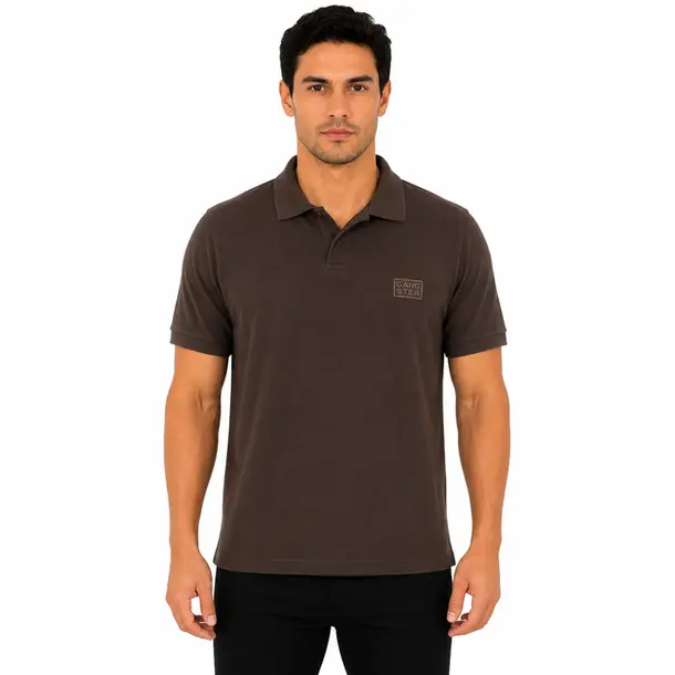 Polo Masculina Manga Curta Malha Diferenciada .29081732 Marrom Negro