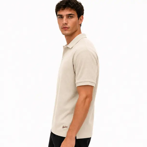 Polo Masculina Manga Curta Malha Diferenciada .29081871 Bege Natural