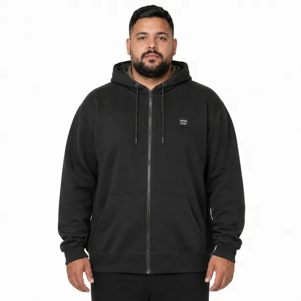Jaqueta Masc Plus Moletom Capuz Preta .56420143 Preto