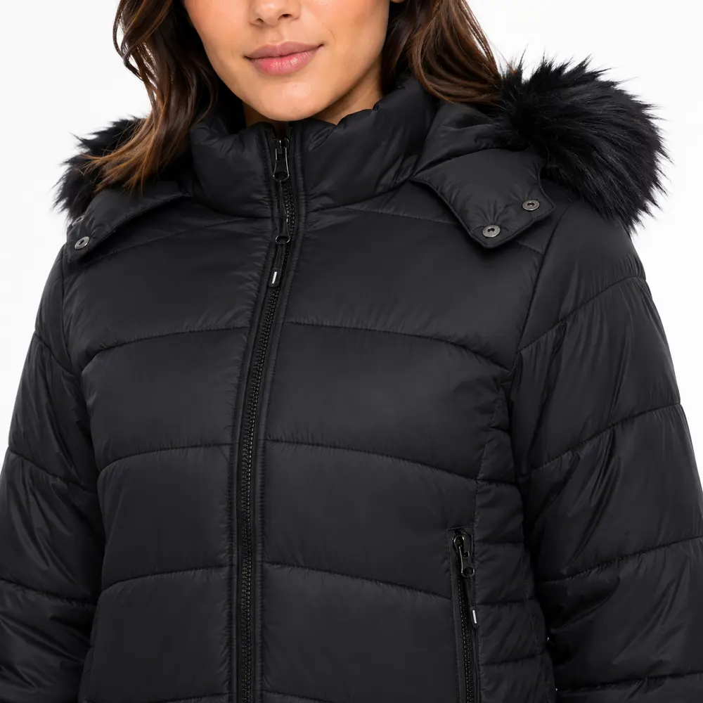 Jaqueta Feminina Nylon com Capuz e Pelo Sintetico .26010166