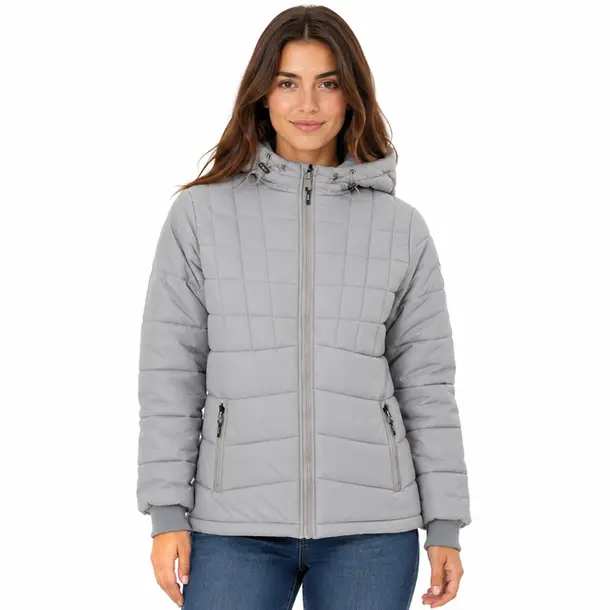 Jaqueta Feminina Nylon Alongada com Capuz .26010178 Cinza