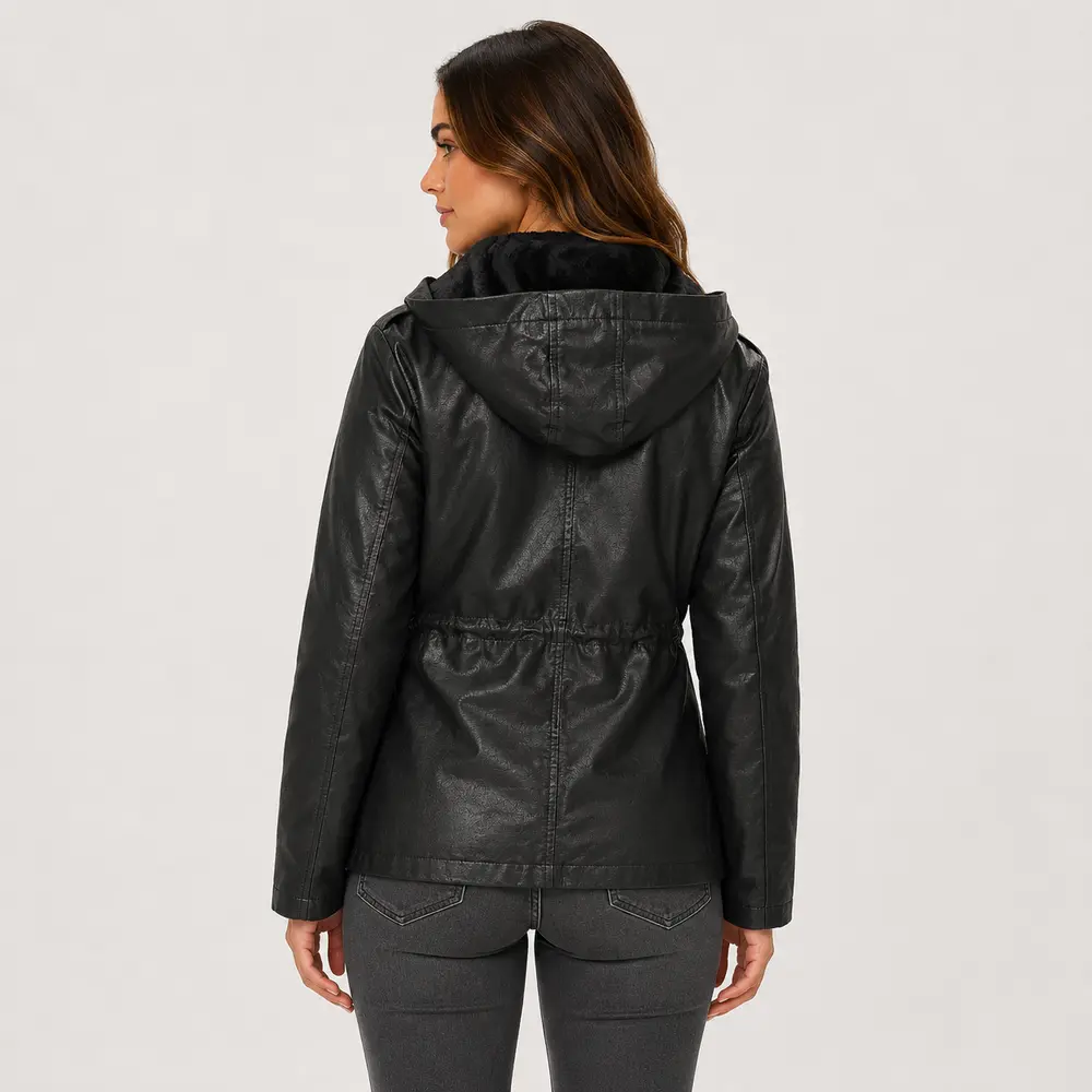 Jaqueta Feminina Parka PU com Ajuste .26060026