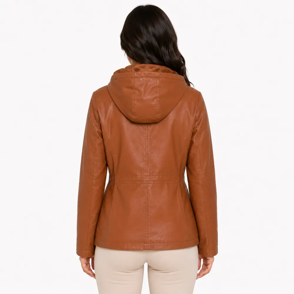 Jaqueta Feminina Parka PU com Ajuste .26060026