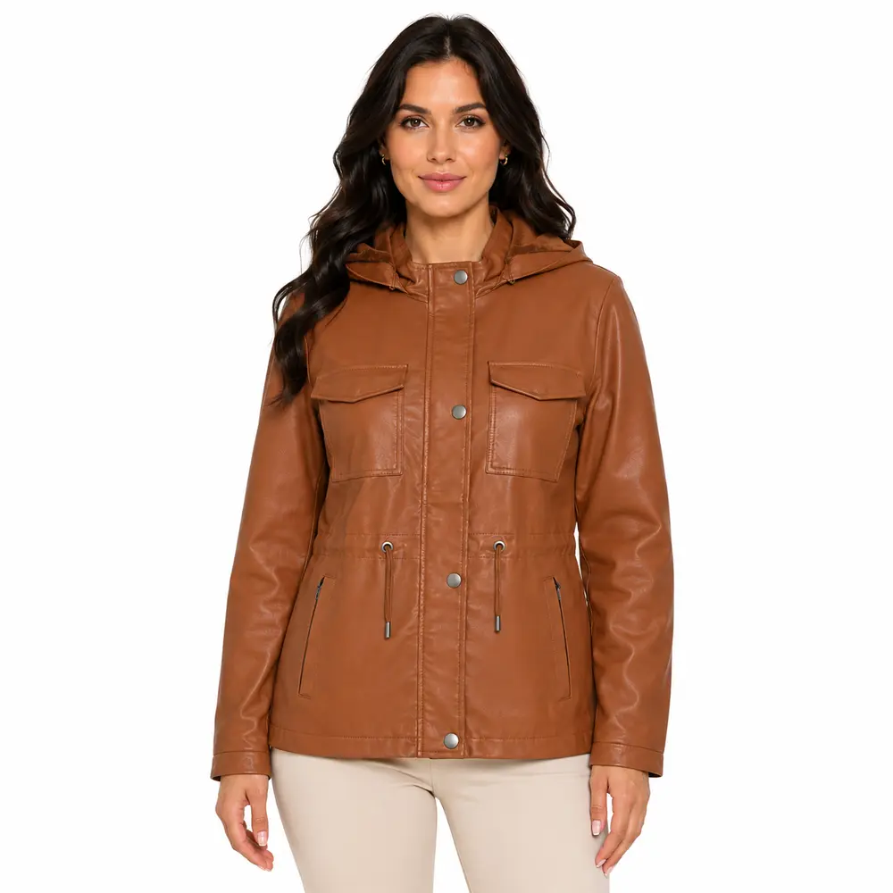 Jaqueta Feminina Parka PU com Ajuste .26060026
