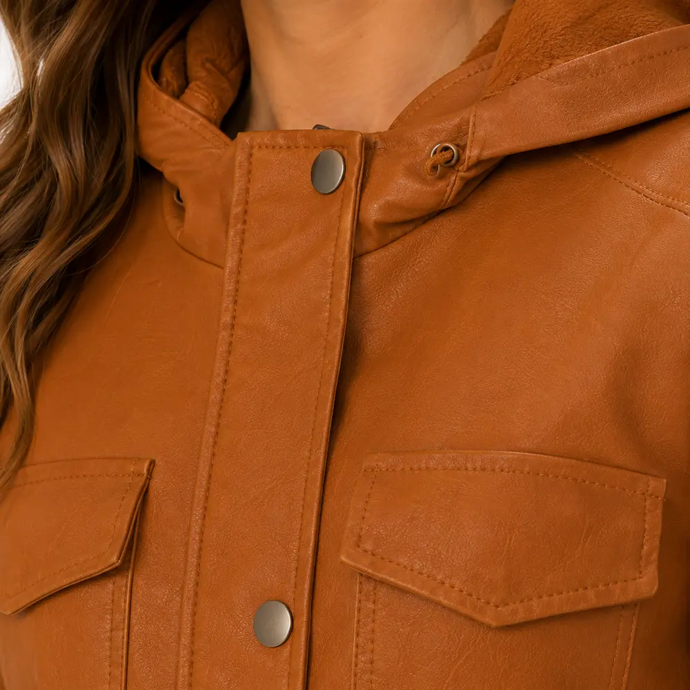Jaqueta Feminina Parka PU com Ajuste .26060026