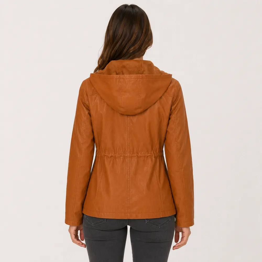 Jaqueta Feminina Parka PU com Ajuste .26060026