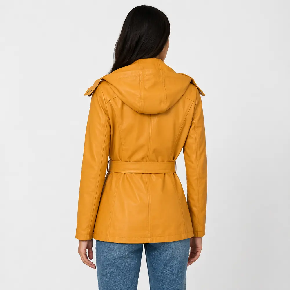 Jaqueta Feminina Parka PU com Cinto .26060020