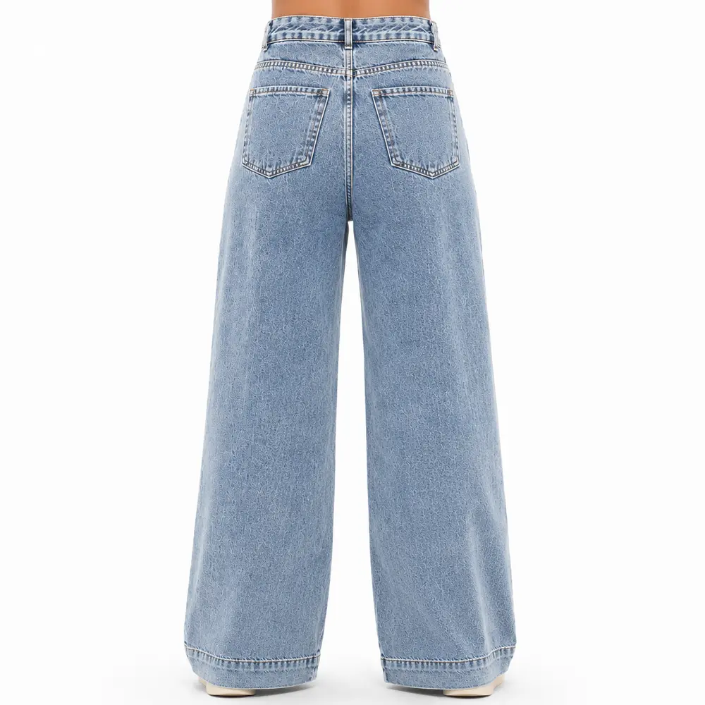 Calca Jeans Feminina Wide Leg com Nervura .3798