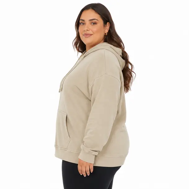 Jaqueta Fem Plus Plush com Capuz 1002319B Caqui