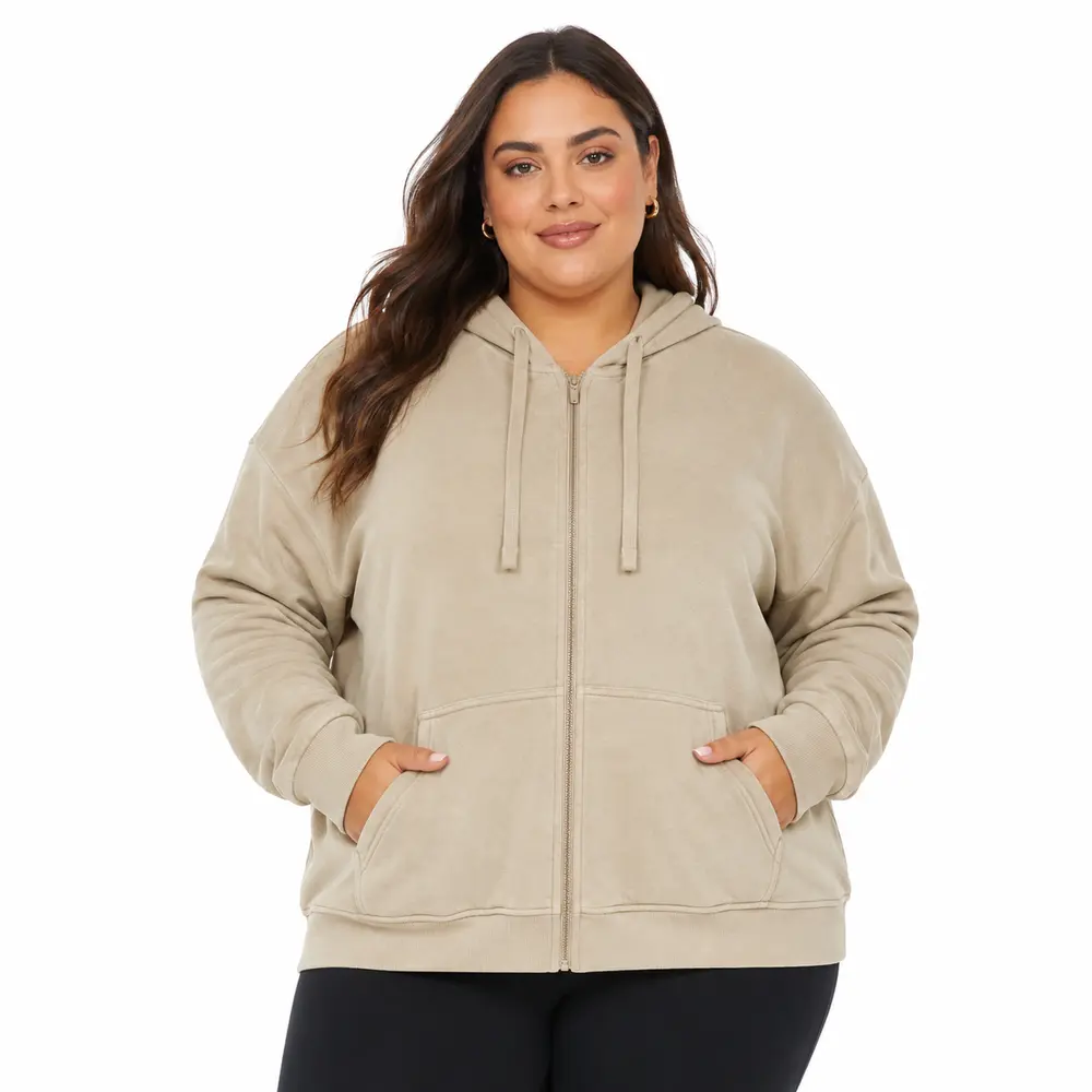 Jaqueta Fem Plus Plush com Capuz 1002319B
