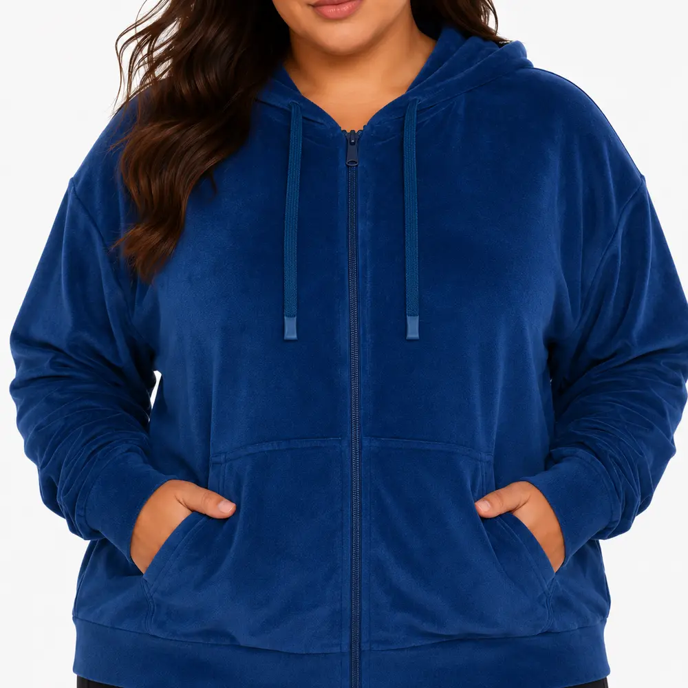 Jaqueta Fem Plus Plush com Capuz 1002319B