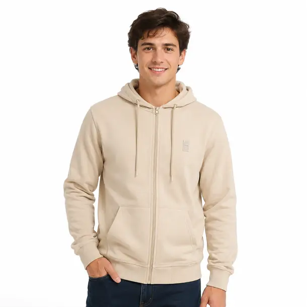 Jaqueta Masculina Moletom com Capuz .16080232 Bege