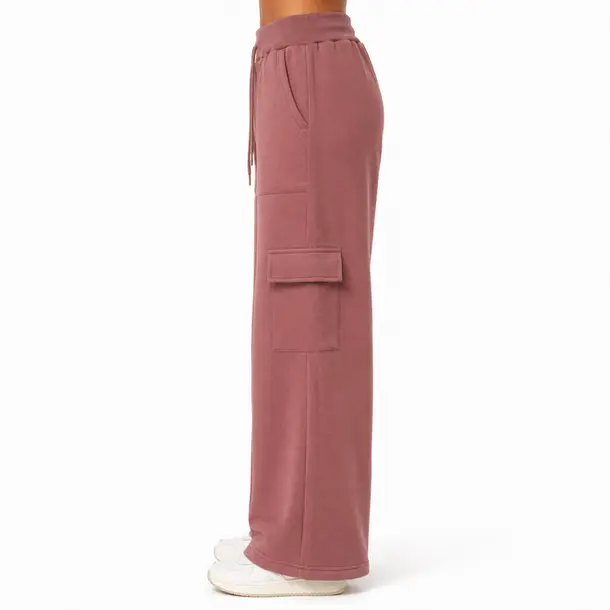 Calça Fem Moletom Wide Carg .FJ3105B Marrom