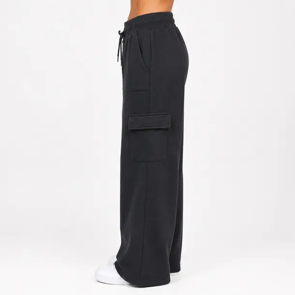 Calça Fem Moletom Wide Carg .FJ3105B Preto