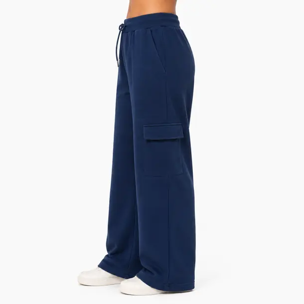 Calça Fem Moletom Wide Carg .FJ3105B Marinho