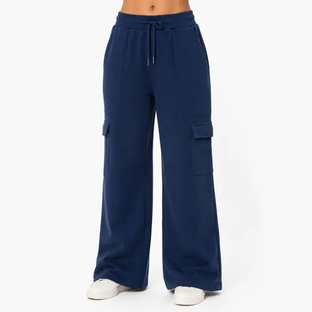 Calça Fem Moletom Wide Carg .FJ3105B Marinho