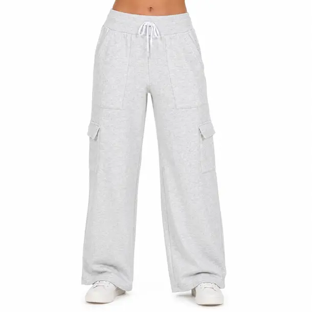 Calça Fem Moletom Wide Carg .FJ3105B Mescla Claro