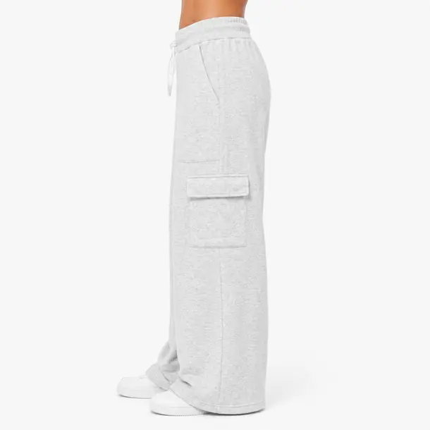 Calça Fem Moletom Wide Carg .FJ3105B Mescla Claro