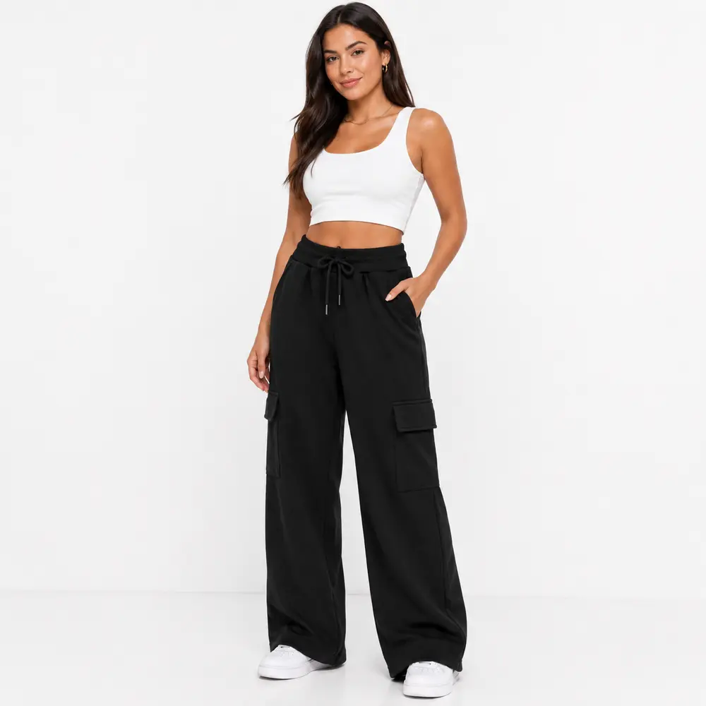 Calça Fem Moletom Wide Carg .FJ3105B