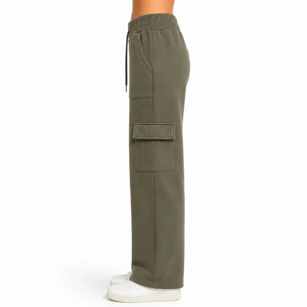Calça Fem Moletom Wide Carg .FJ3105B