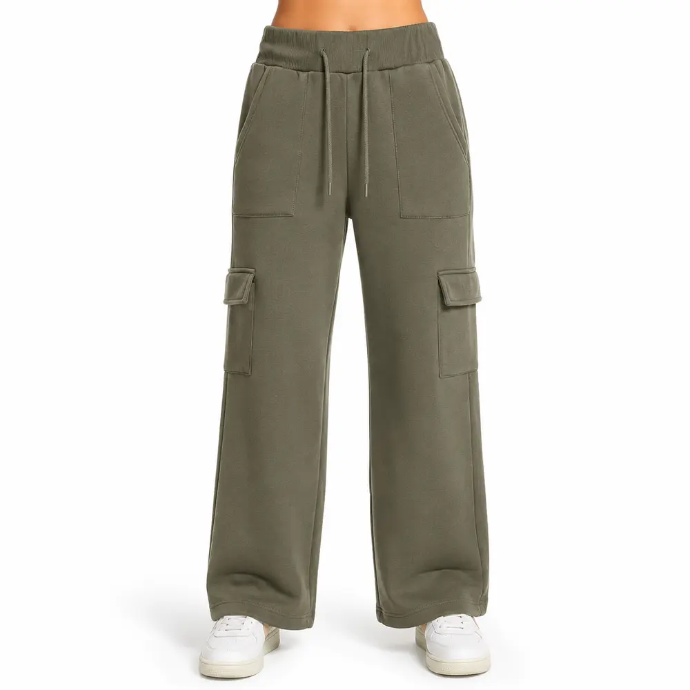 Calça Fem Moletom Wide Carg .FJ3105B