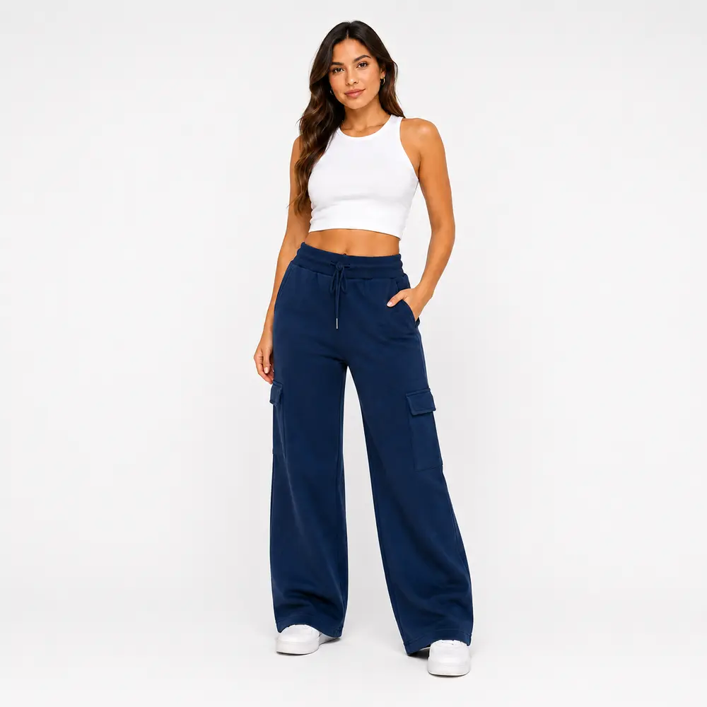 Calça Fem Moletom Wide Carg .FJ3105B