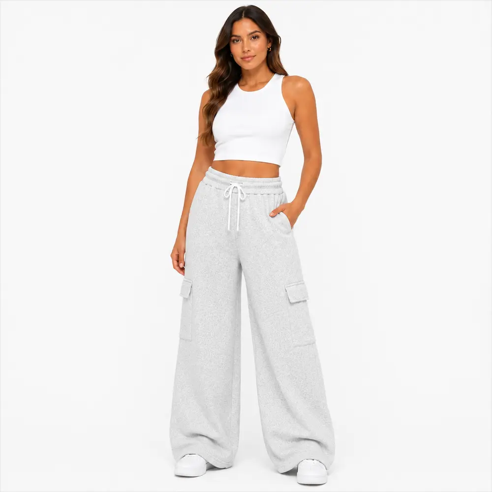 Calça Fem Moletom Wide Carg .FJ3105B