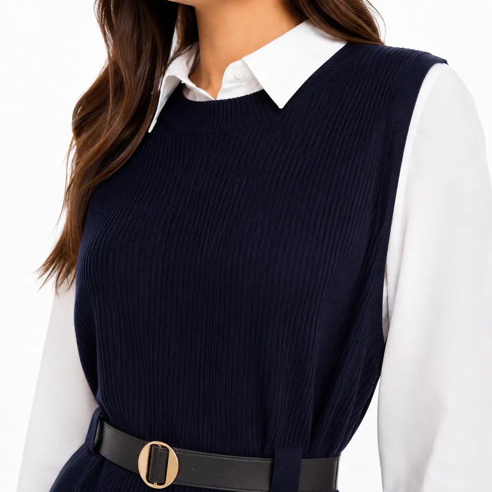 Twin Set Fem Camisa Colete Cinto Removivel .S1200