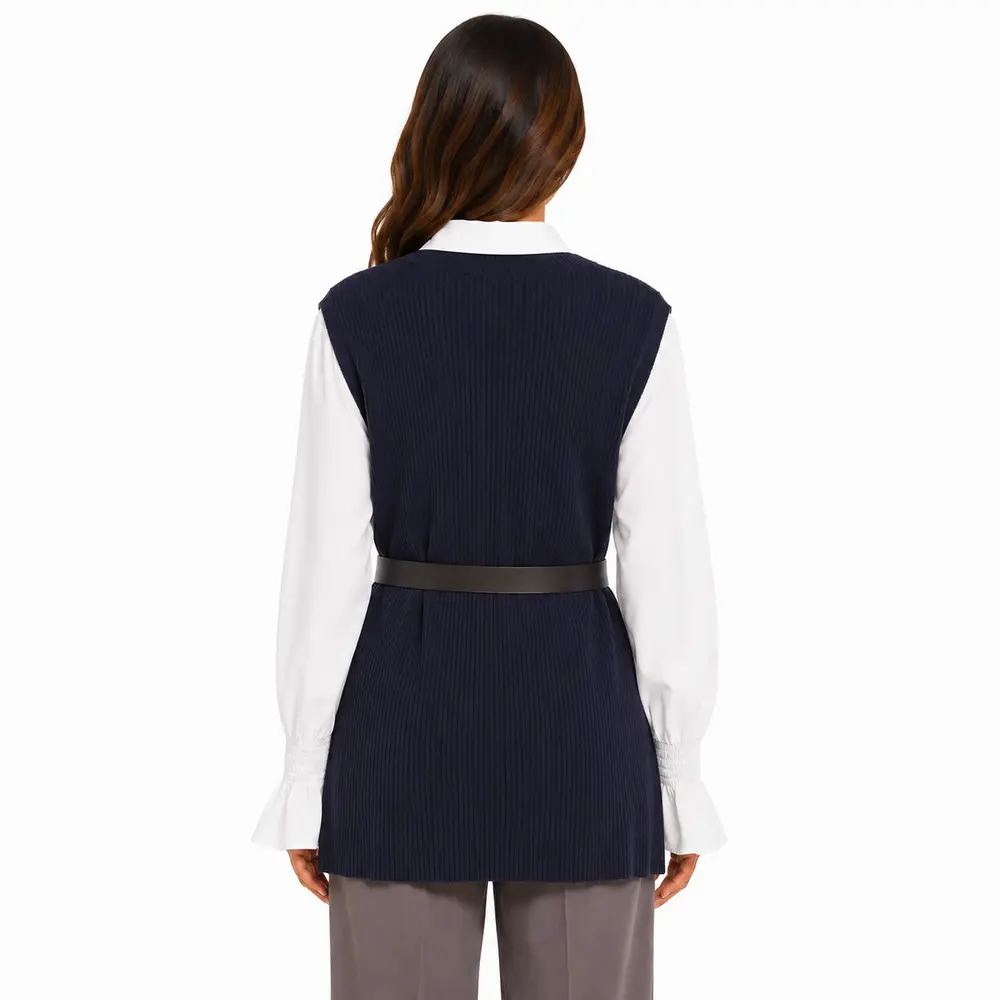 Twin Set Fem Camisa Colete Cinto Removivel .S1200